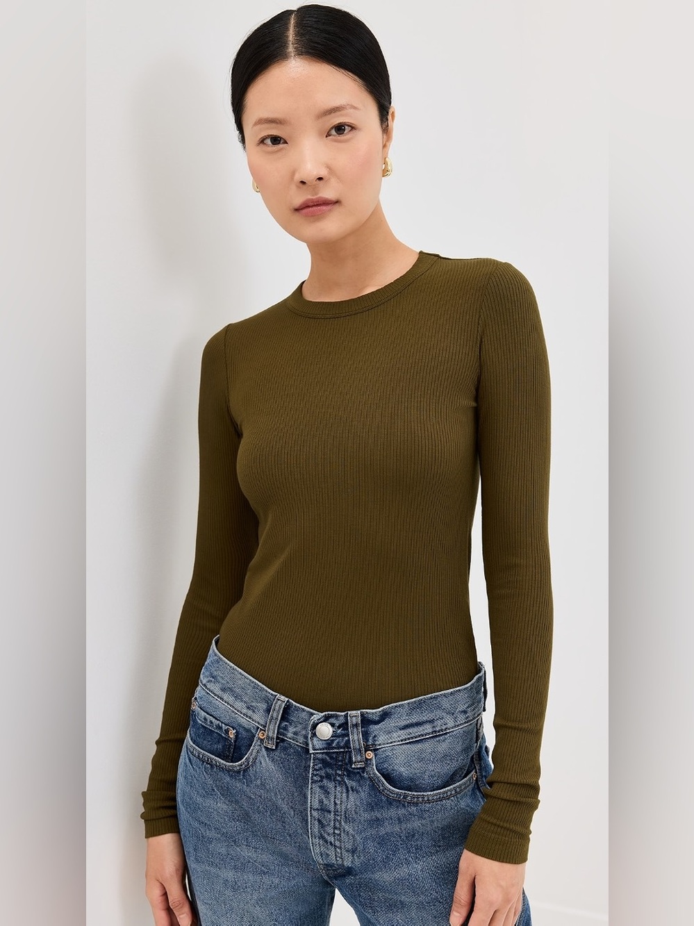 Pistola Bailey Long Sleeve Ribbed Tee Admiral Green Size Small NWT